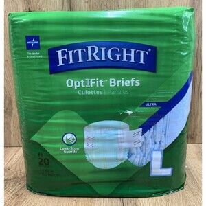 Medline FitRight OptiFit Ultra Adult Briefs Incontinence Diapers L 44 to 56", 20